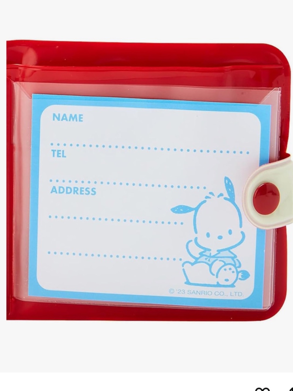 Sanrio Pochacco Red Vinyl Card Holder with Cream Snap - Picture 4 of 6